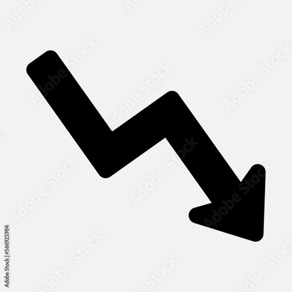 Obraz Decrease arrow icon vector illustration in solid style, use for website mobile app presentation
