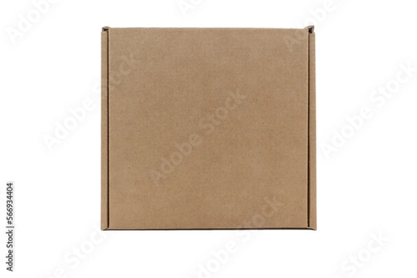 Obraz rectangular small brown box for transporting goods isolated on a white background, top view