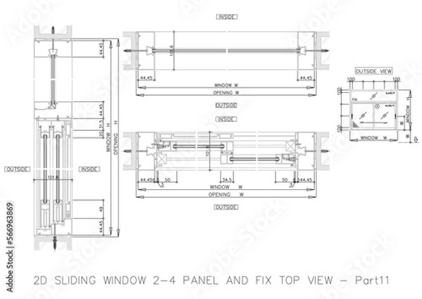 Fototapeta 2D SLIDING WINDOW 2-4 PANEL AND FIX TOP VIEW