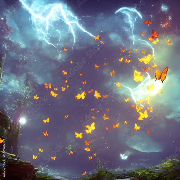 Fototapeta Magical flying butterflies.Generative AI 
