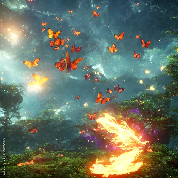 Fototapeta Magical flying butterflies.Generative AI 