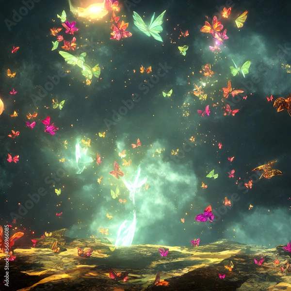 Fototapeta Magical flying butterflies.Generative AI 