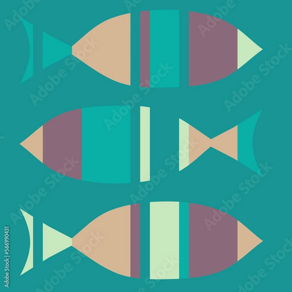 Obraz Stylized abstract decorated cute ocean fish seamless pattern