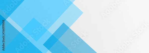 Fototapeta Abstract geometrical white digital web horizontal banner design template blank with place for text . Square cyan blue transparent stripes lines shapes