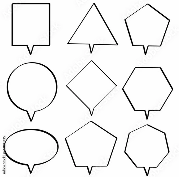 Fototapeta set hand drawn doodle of speech bubbles. vector design illustration