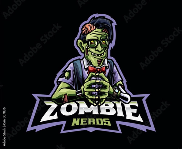 Fototapeta Brainy Zombie Logo Mascot with Glasses