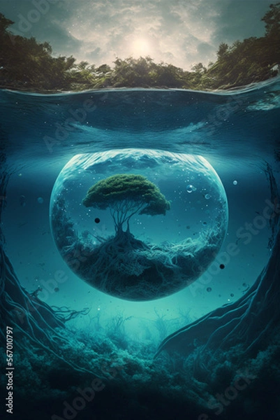 Fototapeta tree in waterdrop