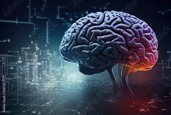 Fototapeta Virtual Brain. Generative AI