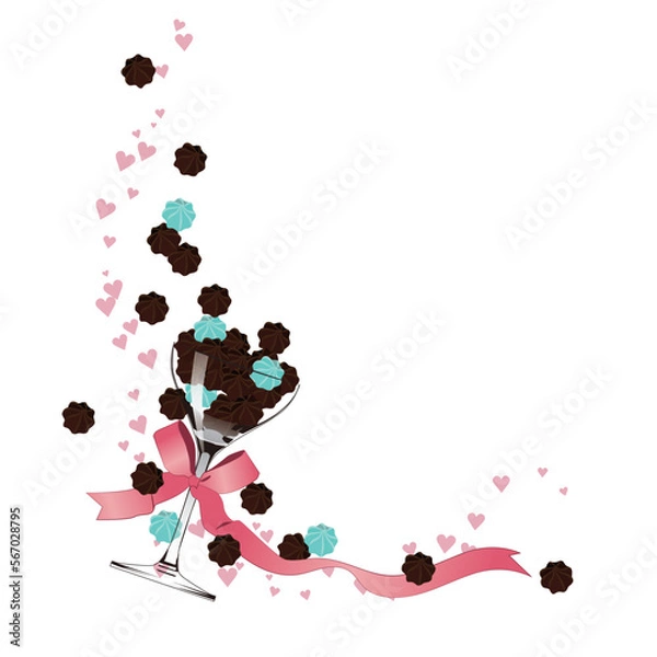 Obraz キスチョコ　ミントチョコレート　フレーム・枠　挿絵