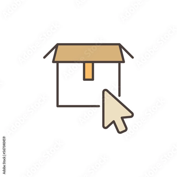 Obraz Mouse Click on Сardboard Box vector concept colored icon