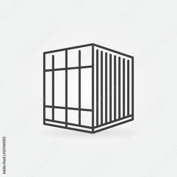 Fototapeta Small Freight Container vector concept thin line icon or sign