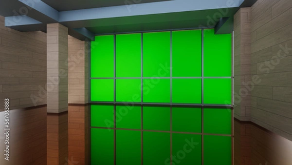 Obraz empty room with a window green screen
