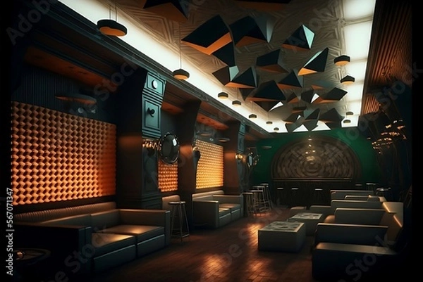 Obraz Realistic Chic Discotheque Industrial Interior
