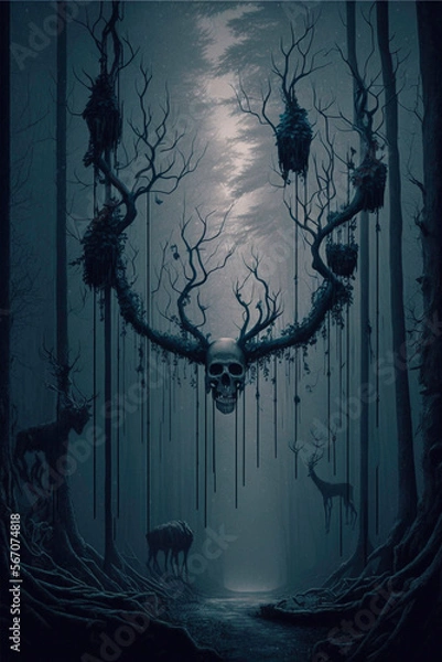 Fototapeta Skeleton forest Created with generative AI tools