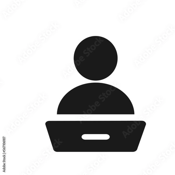 Obraz Vector icon of a person working at a computer. Flat design.