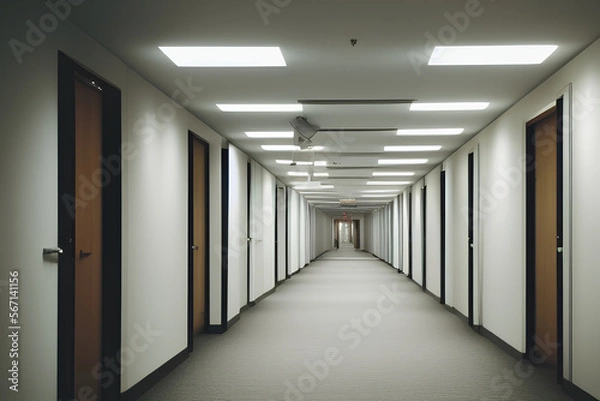 Fototapeta corridor in a modern building,Generative IA