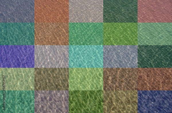 Obraz Various colors rectangles on a wavy water background
