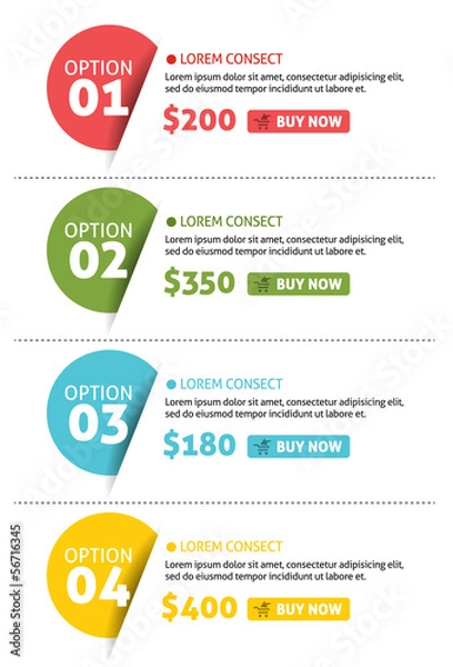 Obraz Vector Number Options Banner with Buy Button