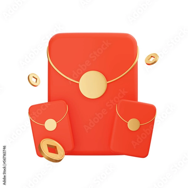 Obraz 3D Rendering chinese new year decoration, cny background