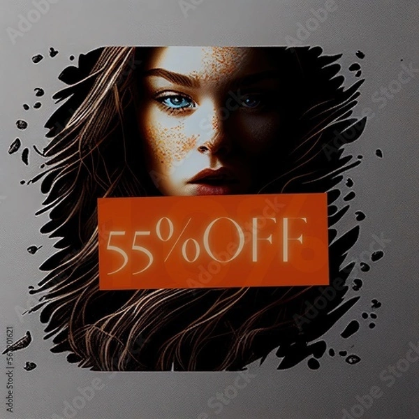 Fototapeta 55% off, 55%, off, promotion, sales, 1:1, generated by ai