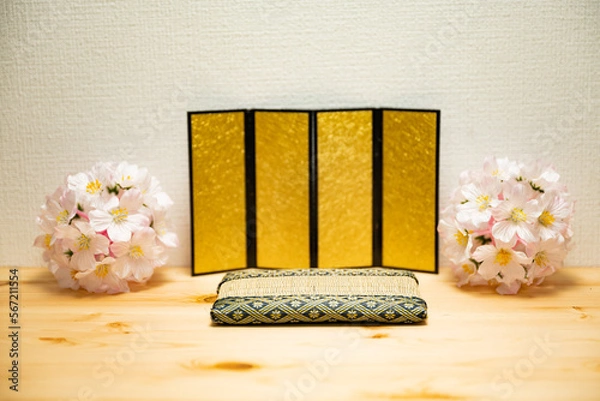 Fototapeta 屏風と畳のミニチュア