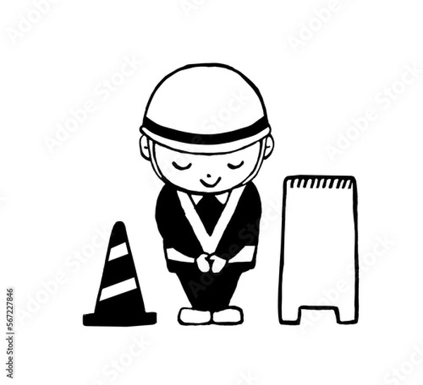 Obraz 工事中可愛いモノクロイラスト