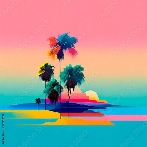 Fototapeta trees on the beach. generative ai