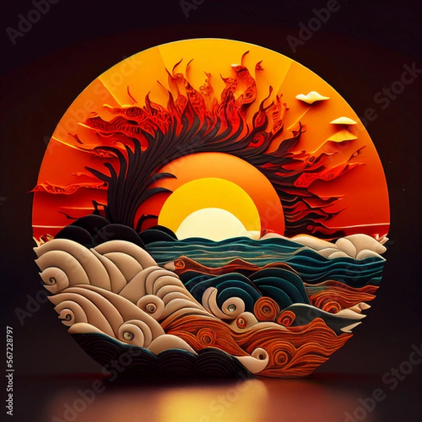 Fototapeta sunset in the sea