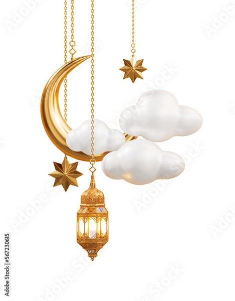 Obraz Islamic elements with clouds cutout