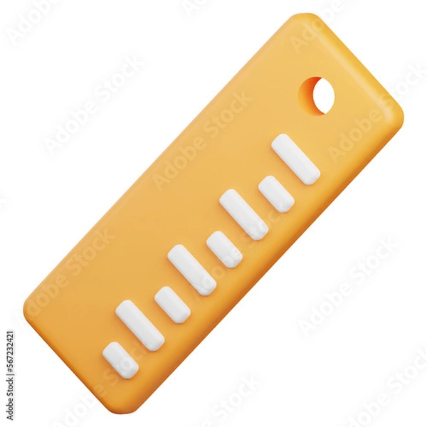 Fototapeta 3D Render Ruler Icon, illustration isolated on white background, suitable for website, mobile app, print, presentation, infographic, and other projects.
