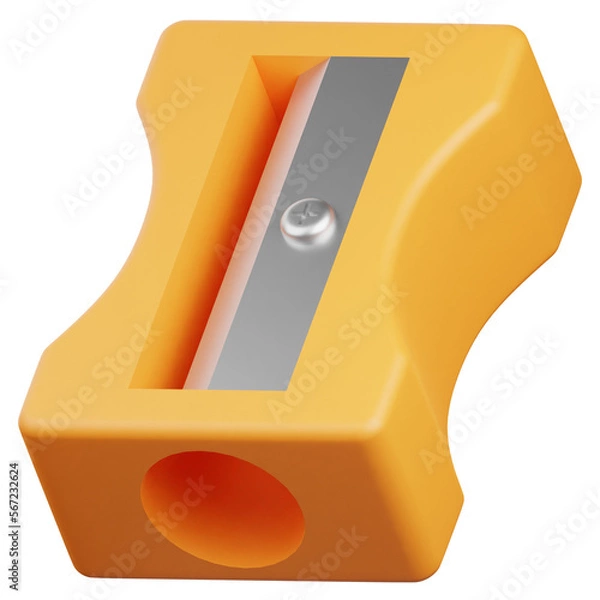 Fototapeta 3D Render Pencil Sharpener Icon, illustration isolated on white background, suitable for website, mobile app, print, presentation, infographic, and other projects.