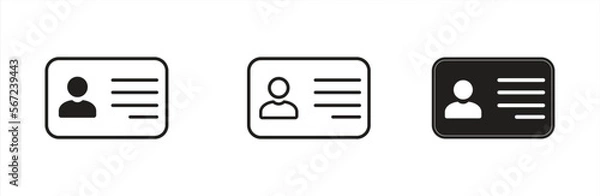 Fototapeta ID Card icon set. ID Card icon collection. Driver's license Identification card icon sign and symbol. ID Badge Symbol transparent background. Identity sign. Vector illustration.