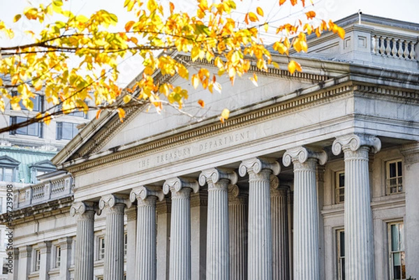 Obraz Exterior of the United States Department of Treasury building in downtown Washington, DC