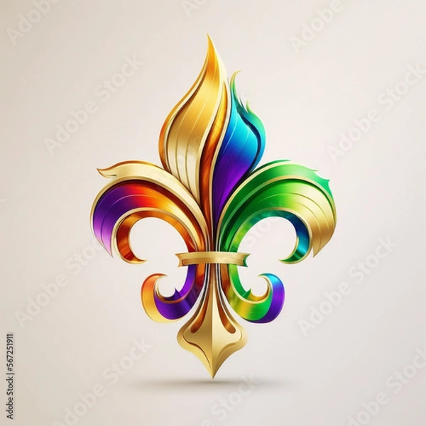 Obraz Fleur-de-lis logo. saints. Mardi Gras Carnival Rainbow. Generative AI