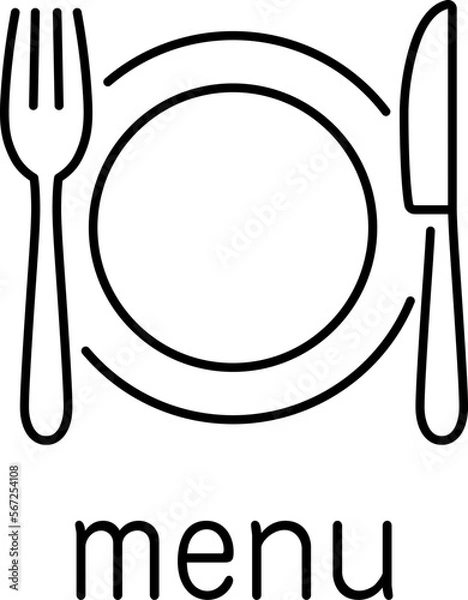 Fototapeta ナイフとフォークを添えたメニューアイコン