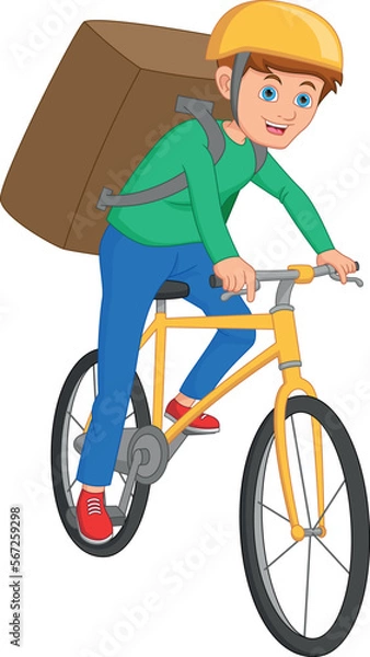 Obraz delivery boy by bicycle