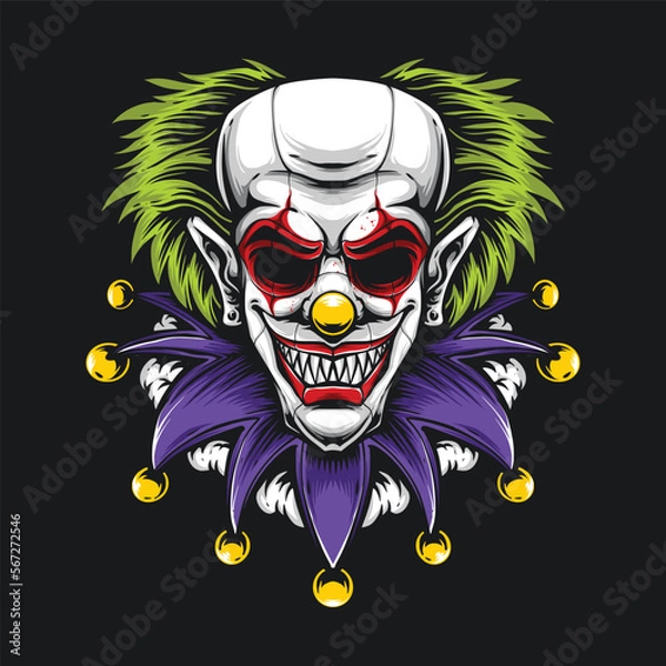 Obraz creepy clown head vector illustration