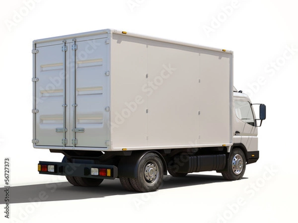 Fototapeta White commercial delivery truck