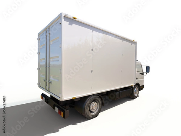 Fototapeta White commercial delivery truck