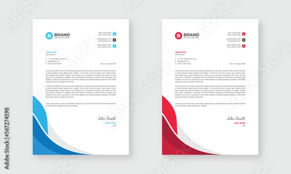 Obraz A4 business letterhead design template. Professional editable letterhead design layout.