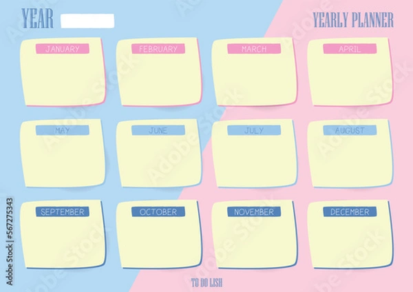 Obraz Vector   digital Yearly planner templates.