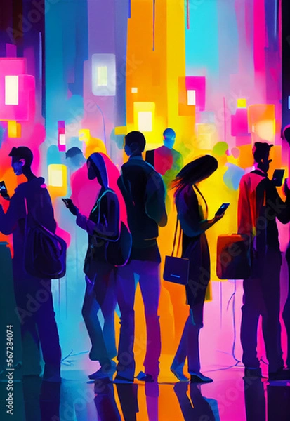Obraz The Modern Social Scene created with Generative AI Technology