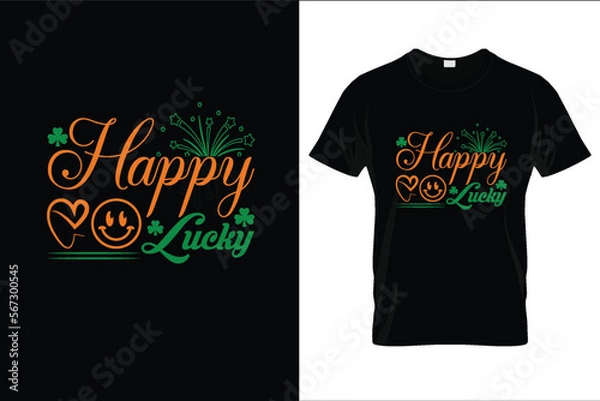 Fototapeta Happy St. Patrick's Day. Hand lettering banners Typography Retro Style Emblems leaf clover Svg design
