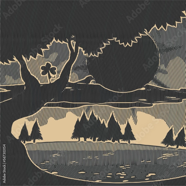 Obraz Black and white scenery art vector