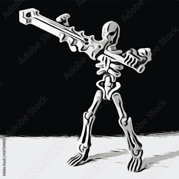Obraz Skeleton black and white design art vector