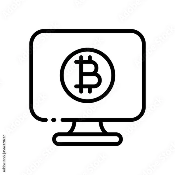 Fototapeta Monitoring exchange rate set icon. Coins, money, mine, cryptocurrency, farm, cloud storage, trading, exchange, lightcoing, Ethereum, Tether. Vector line icon on white background