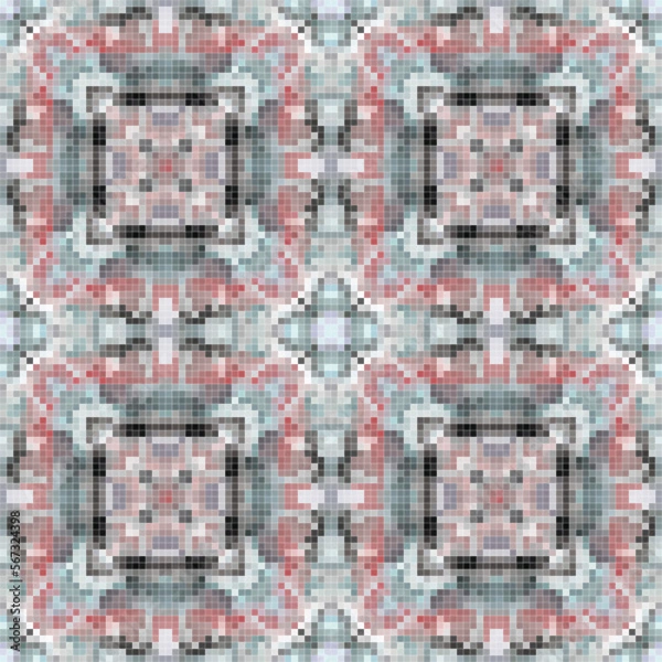 Fototapeta Pixel mosaic seamless pattern design, Repeat textile design. 