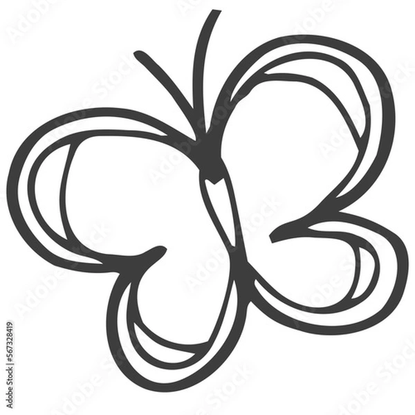 Fototapeta Butterfly doodle sketch. Simple vector illustration