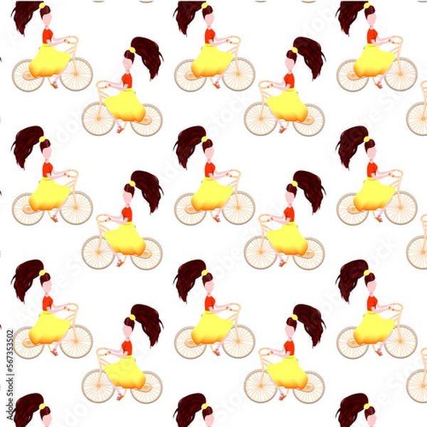 Obraz girl on a bicycle pattern