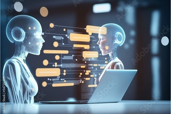 Fototapeta  Artificial Intelligence, Knowledge Expertise Intelligence Learn. Technology and engineering. Online training banner, ai